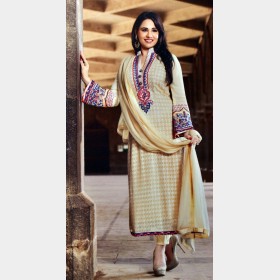 Asbah’s Shalwar Kamiz and Dupatta Georgette with all over Body  Embroidered